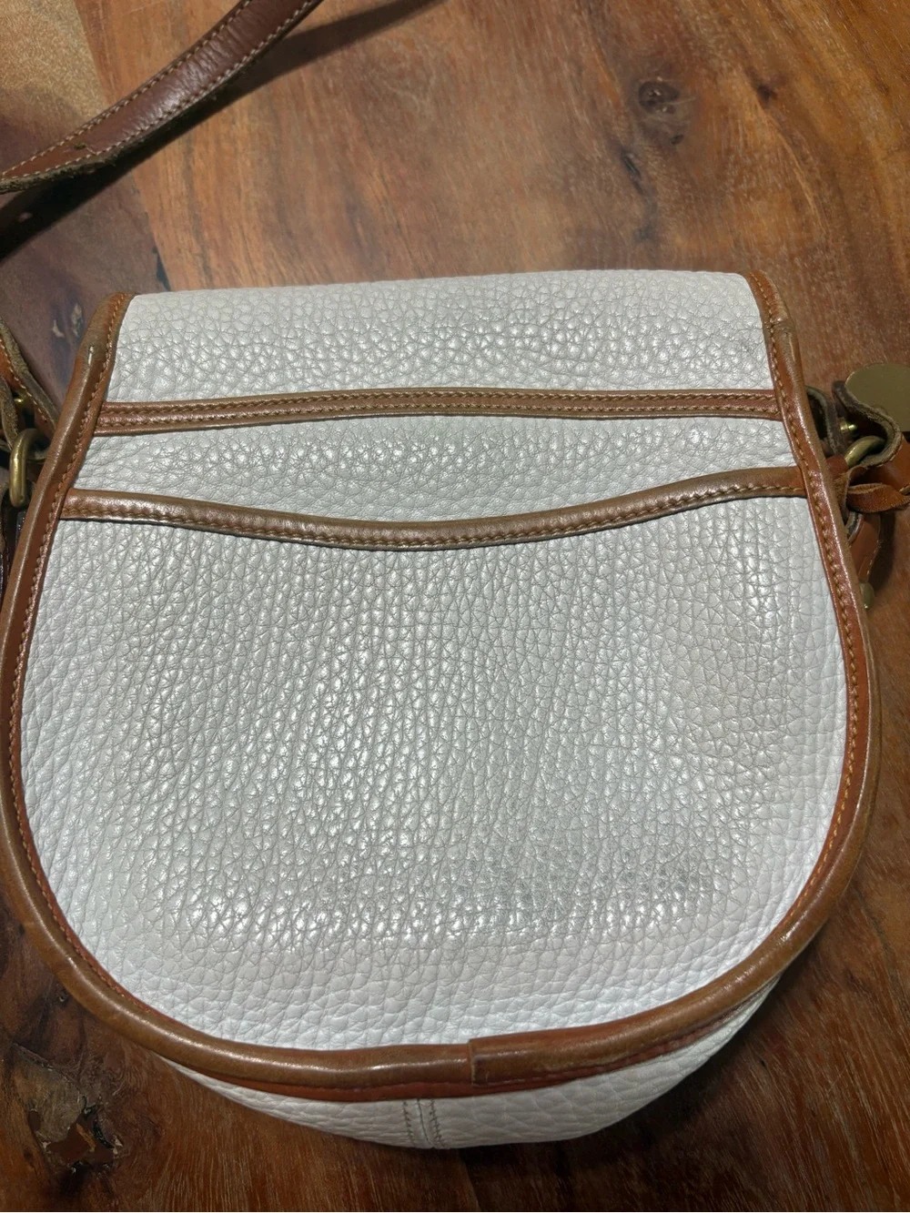 Dooney & Bourke White and Brown Pebbled Leather Crossbody Bag - Picture 7 of 9